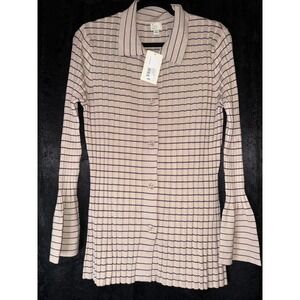 NWT A New Day Ribbed Striped Button Front Cardigan Sweater XXL Bell Sleeve